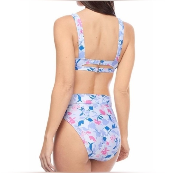 NWT Splendid Floral Print High Waist Bikini Set V Neck Two Piece Swimsuit - Picture 6 of 12